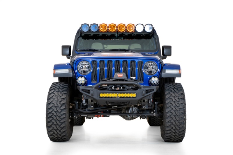 Jeep JL Front Bumper - Addictive Desert Designs - Rock Fighter - Hammer Black with Satin Black panels - `18-`27